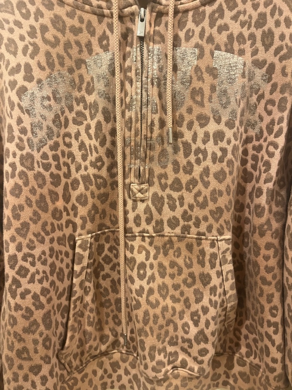 PINK Victoria's Secret Rose Leopard Half-Zip Hoodie - Picture 3 of 4